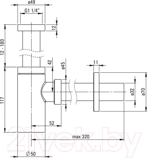 Изображение товара Сифон Deante NHC F31K (брашированная сталь)