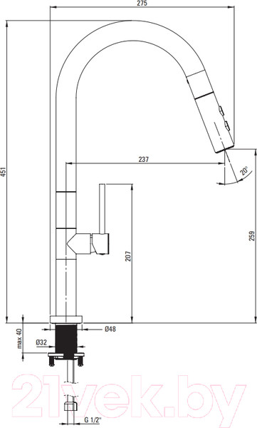 Изображение товара Смеситель Deante Olfato BQO D72M