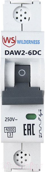 Изображение товара Выключатель автоматический Wilderness DAW2-6DC 1P 6A C 6kA 250В DC / DAW2-6DC-1-C006