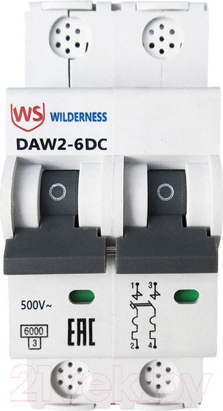 Изображение товара Выключатель автоматический Wilderness DAW2-6DC 2P 40A C 6kA 500В DC / DAW2-6DC-2-C040