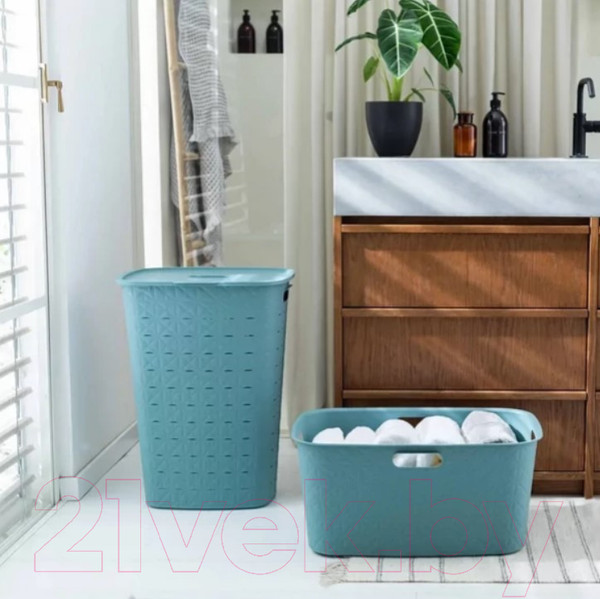 Изображение товара Корзина для белья Curver Softex / 258700 (56л, бирюзовый)