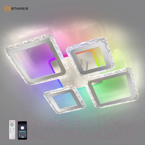 Изображение товара Люстра Estares Oval Ice RGB 75W 5S-APP-725x500x93-White/Clear-220-IP20