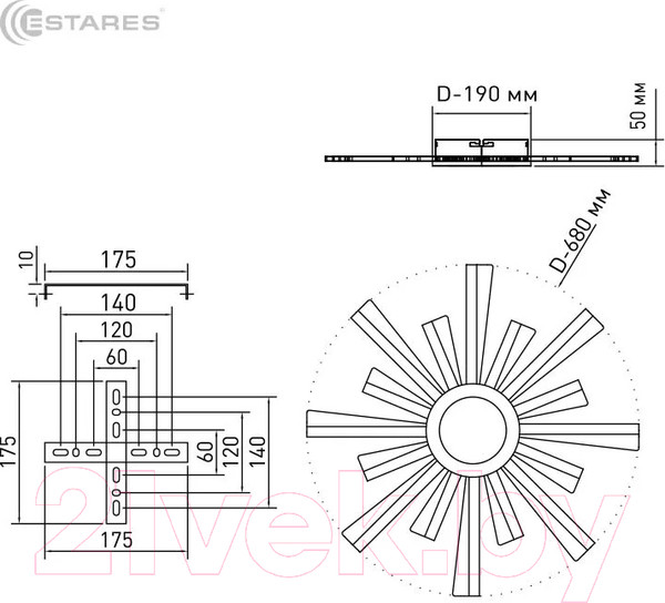 Изображение товара Люстра Estares Teresa 100W R-APP-680x50-White/White-220-IP20