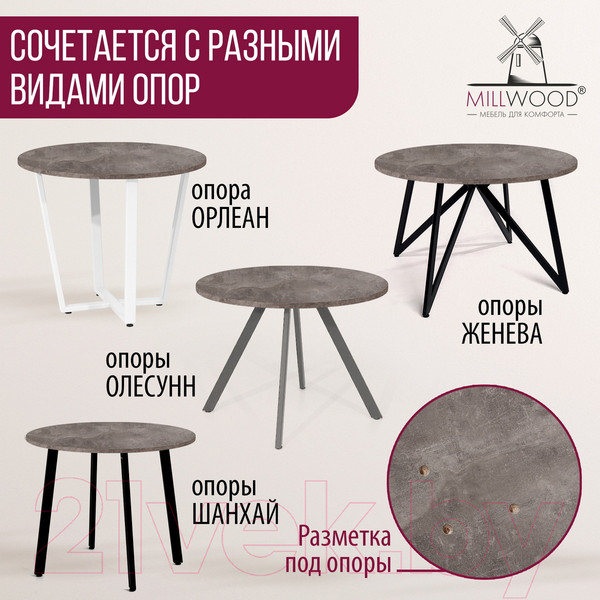 Изображение товара Столешница для стола Millwood D120 (бетон)