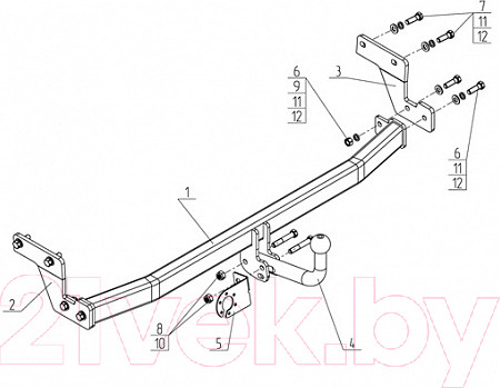 Изображение товара Фаркоп Avtos HY 30 (для Hyundai Solaris/Accent II 2017-2022)