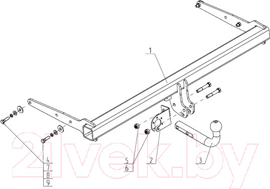 Изображение товара Фаркоп Avtos VW 35 (для Volkswagen Tiguan I/II 2007-2016, 2016-, Audi Q3 2011-2018)