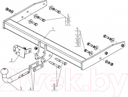 Изображение товара Фаркоп Avtos VW 36 (для VW Transporter/Caravelle/Multivan T5, T6 2003-2015, 2016-)