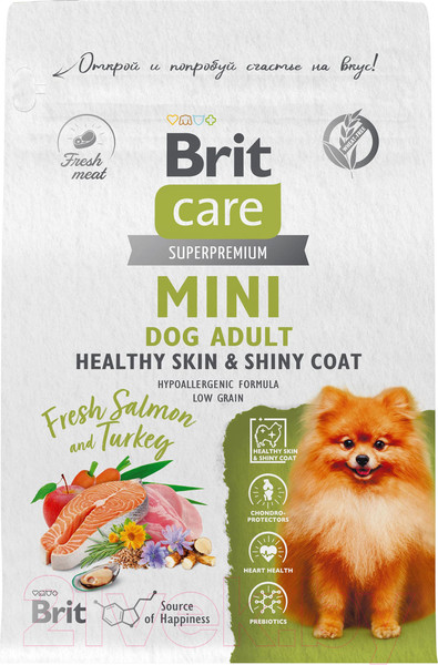 Изображение товара Сухой корм для собак Brit Care Mini Adult Healthy Skin&Shiny Coat с лос. и инд. / 5079179 (1.5кг)