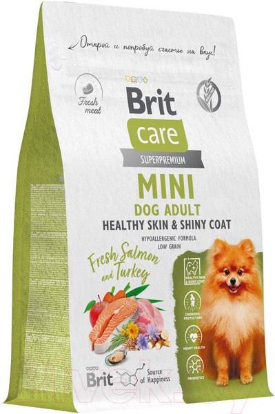 Изображение товара Сухой корм для собак Brit Care Mini Adult Healthy Skin&Shiny Coat с лос. и инд. / 5079179 (1.5кг)