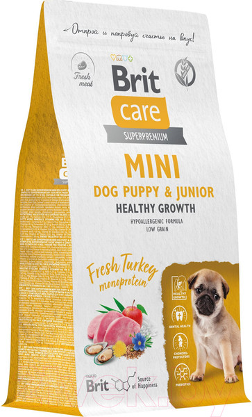 Изображение товара Сухой корм для собак Brit Care Mini Puppy&Junior Healthy Growth с индейкой / 5079148 (1.5кг)