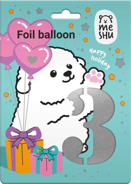 Изображение товара Воздушный шар Meshu Цифра 3 / MS_51227 (серебряный)