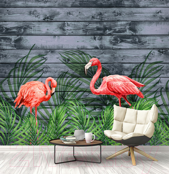 Изображение товара Фотообои листовые Vimala Фламинго акварель (270x300)