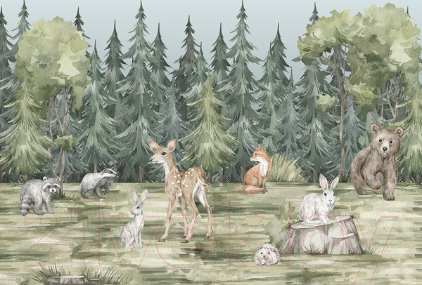 Изображение товара Фотообои листовые Vimala Животные в лесу (270x400)