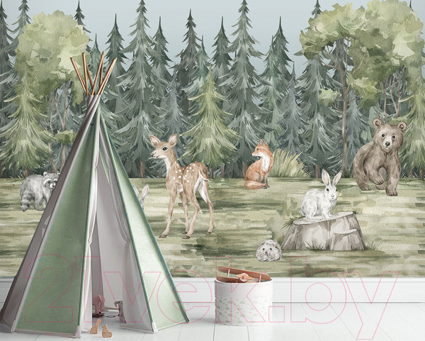 Изображение товара Фотообои листовые Vimala Животные в лесу (270x400)