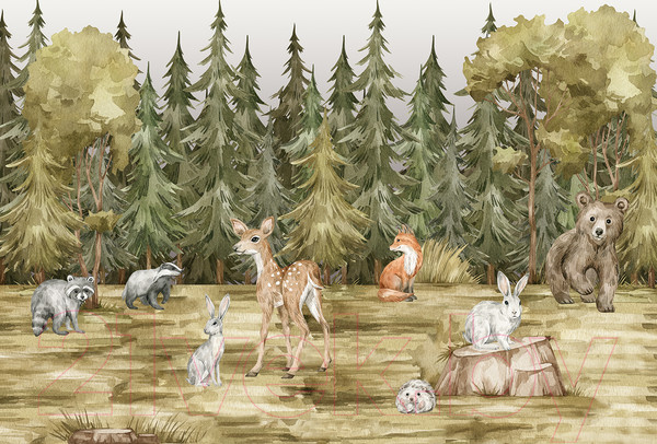 Изображение товара Фотообои листовые Vimala Животные в лесу 2 (270x400)