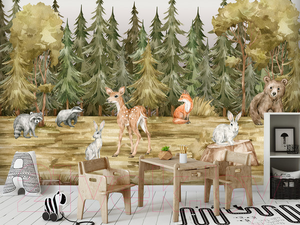 Изображение товара Фотообои листовые Vimala Животные в лесу 2 (270x400)