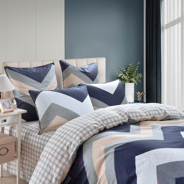 Изображение товара Комплект постельного белья Sofi de Marko Девис Евро 4н / Евро-5676 (синий)