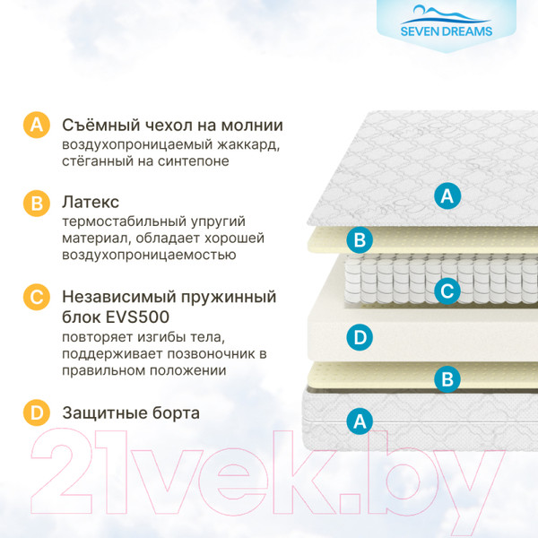 Изображение товара Детский матрас Seven Dreams Dream EVS500 415326 (75x160)