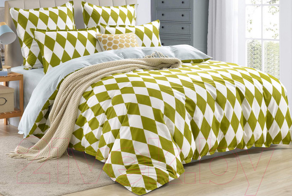 Изображение товара Комплект постельного белья Sofi de Marko Локи Евро 4н / Евро-5658 (зеленый)