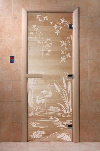 Изображение товара Стеклянная дверь для бани/сауны Doorwood Камышовый рай 70x190 / DW01698 (прозрачный)