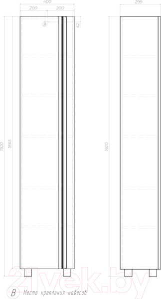 Изображение товара Шкаф-пенал для ванной Vigo Holly 400 / pn.HOL.40