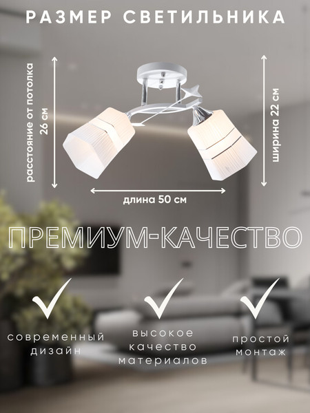 Изображение товара Потолочный светильник Aitin-Pro НПБ 02-2x60-101 / 6052/2 (белый/хром)