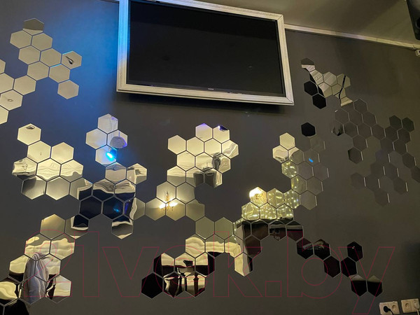 Изображение товара Зеркальная стеновая панель MirrorWall Гексагон (серебристый)