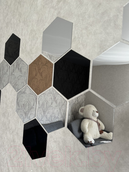 Изображение товара Зеркальная стеновая панель MirrorWall Гексагон (серебристый)