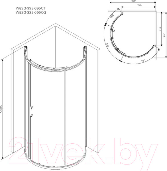 Изображение товара Душевой уголок AM.PM Like W83UG-333-095CG