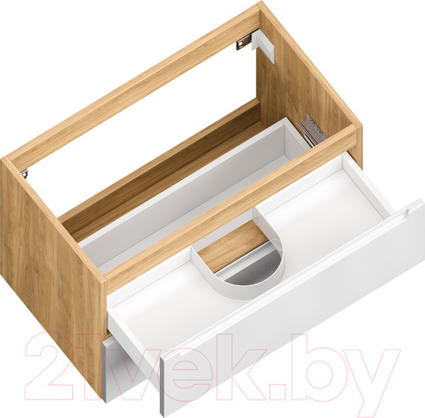 Изображение товара Тумба под умывальник ЗОВ Дион 80 / D80LHO0M9003GKV5-LDSPW (белый глянцевый/дуб)
