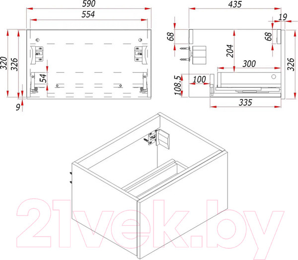 Изображение товара Тумба под умывальник ЗОВ Кито-2 60 / 2K60LA0MWMC-LDSPA (аттик/белый матовый)