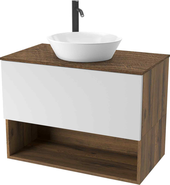 Изображение товара Тумба под умывальник ЗОВ Кито-2 60 / 2K60LA0MWMC-LDSPA (аттик/белый матовый)