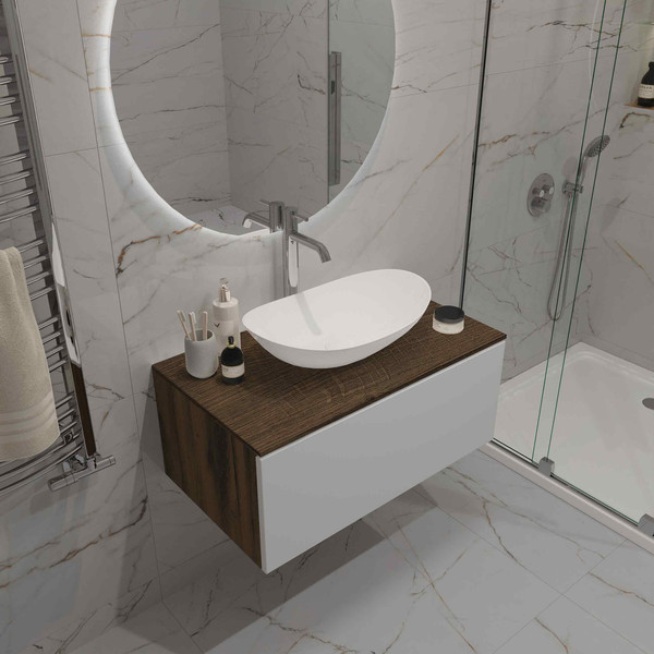 Изображение товара Тумба под умывальник ЗОВ Кито 80 / K80LA0MWMC-LDSPA (аттик/белый матовый)