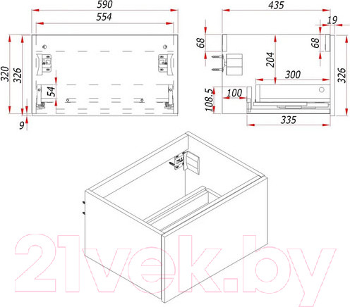 Изображение товара Тумба под умывальник ЗОВ Кито 60 / K60LW0MWMC-LDSPW (белый матовый)