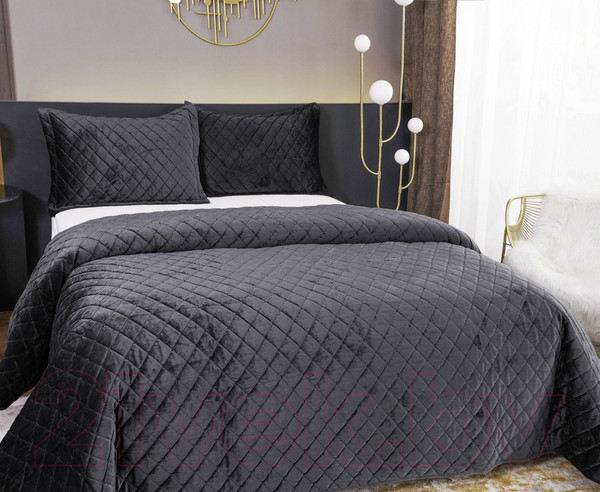 Изображение товара Набор текстиля для спальни Sofi de Marko Натаниэль 240х260 / Пок-Нт-240х260ан (антрацит)