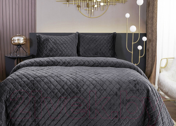 Изображение товара Набор текстиля для спальни Sofi de Marko Натаниэль 240х260 / Пок-Нт-240х260ан (антрацит)