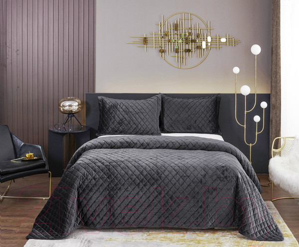 Изображение товара Набор текстиля для спальни Sofi de Marko Натаниэль 240х260 / Пок-Нт-240х260ан (антрацит)