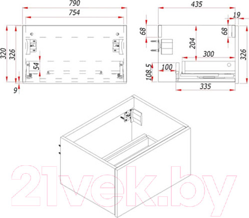 Изображение товара Тумба под умывальник ЗОВ Кито 80 / K80LW0MWMC-LDSPW (белый матовый)