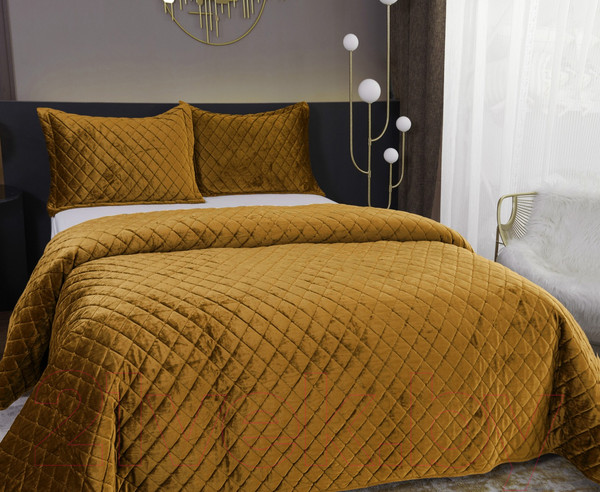 Изображение товара Набор текстиля для спальни Sofi de Marko Натаниэль 240х260 / Пок-Нт-240х260гр (горчичный)