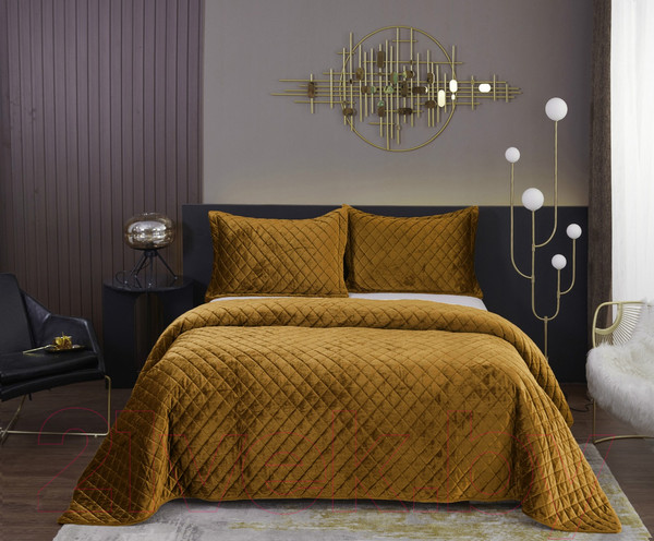 Изображение товара Набор текстиля для спальни Sofi de Marko Натаниэль 240х260 / Пок-Нт-240х260гр (горчичный)