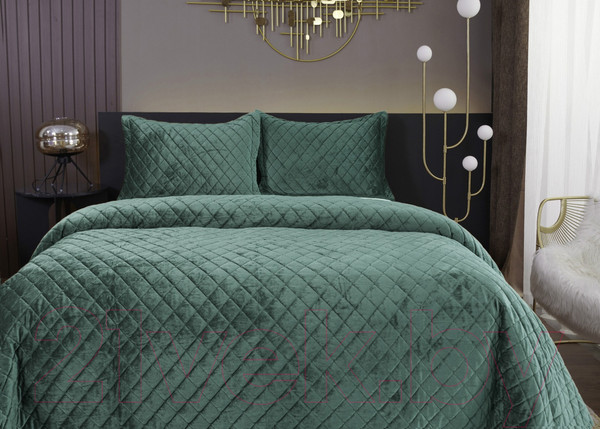 Изображение товара Набор текстиля для спальни Sofi de Marko Натаниэль 240х260 / Пок-Нт-240х260из (изумруд)