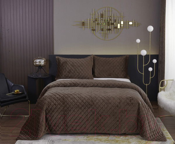 Изображение товара Набор текстиля для спальни Sofi de Marko Натаниэль 240х260 / Пок-Нт-240х260ш (шоколад)