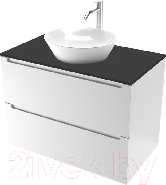 Изображение товара Тумба под умывальник ЗОВ Дион 80 / D80LWP0M9003MKV5-LDSPG (антрацит/белый матовый)