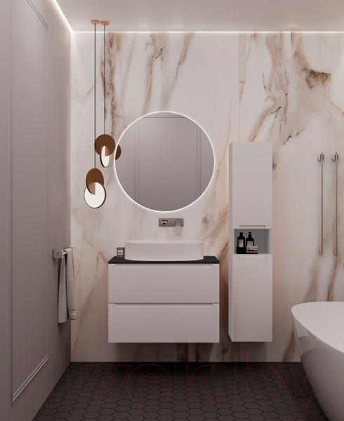 Изображение товара Тумба под умывальник ЗОВ Дион 80 / D80LWP0M9003MKV5-LDSPG (антрацит/белый матовый)