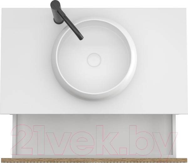 Изображение товара Тумба под умывальник ЗОВ Кито-2 100 / 2K100LW0MRMC-LDSPW (белый/тростник)