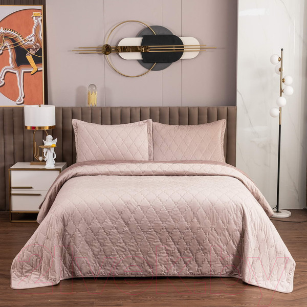 Изображение товара Набор текстиля для спальни Sofi de Marko Деметра 240х260 / Пок-5303Пр-240х260 (пепел роза)