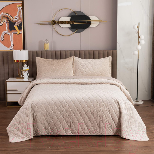 Изображение товара Набор текстиля для спальни Sofi de Marko Деметра 240х260 / Пок-5303Сб-240х260 (светло-бежевый)