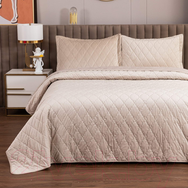 Изображение товара Набор текстиля для спальни Sofi de Marko Деметра 240х260 / Пок-5303Сб-240х260 (светло-бежевый)