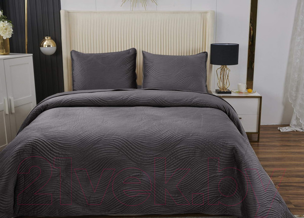 Изображение товара Набор текстиля для спальни Sofi de Marko Жизель 240х260 / Пок-ЖЛ9-240х260 (антрацит)