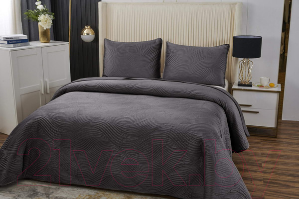 Изображение товара Набор текстиля для спальни Sofi de Marko Жизель 240х260 / Пок-ЖЛ9-240х260 (антрацит)